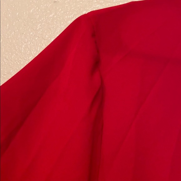 Modcloth Red Scalloped Collar Long Sleeve Blouse - Picture 5 of 5